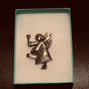 Vintage genuine pewter angel pin